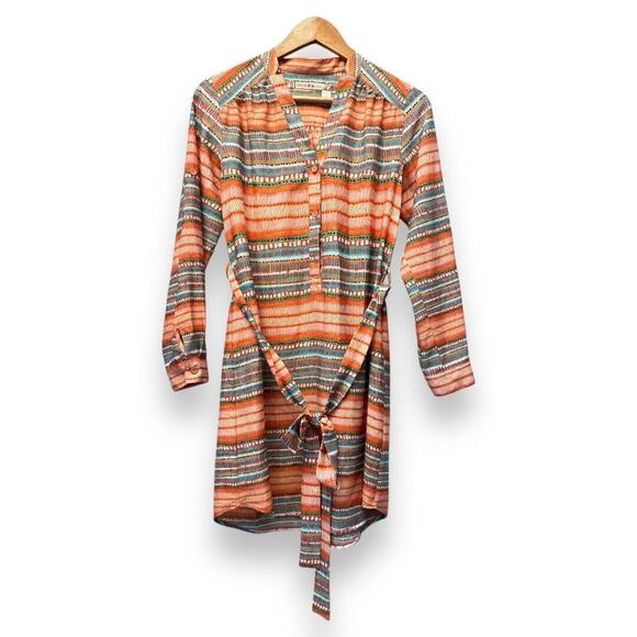 CHELSEA & VIOLET Shirt Dress‎ Striped Casual Office Waist Tie Button Down Size S - Picture 1 of 12